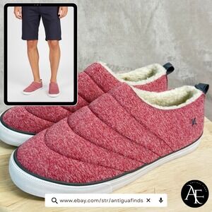 Hurley Arlo Puff Red Heathered Quilted Faux Fur Lined Slip On Shoes Men's 11